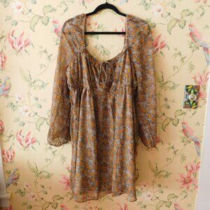 American Eagle Outfitters Floral Mini Dress - Yellow and Blue